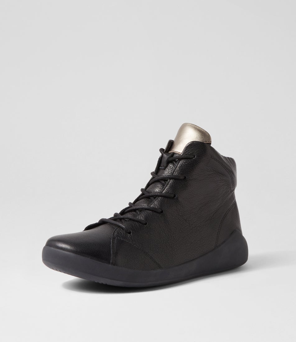 Yorkers Xw Black Pewter Leather Lace Up Boots