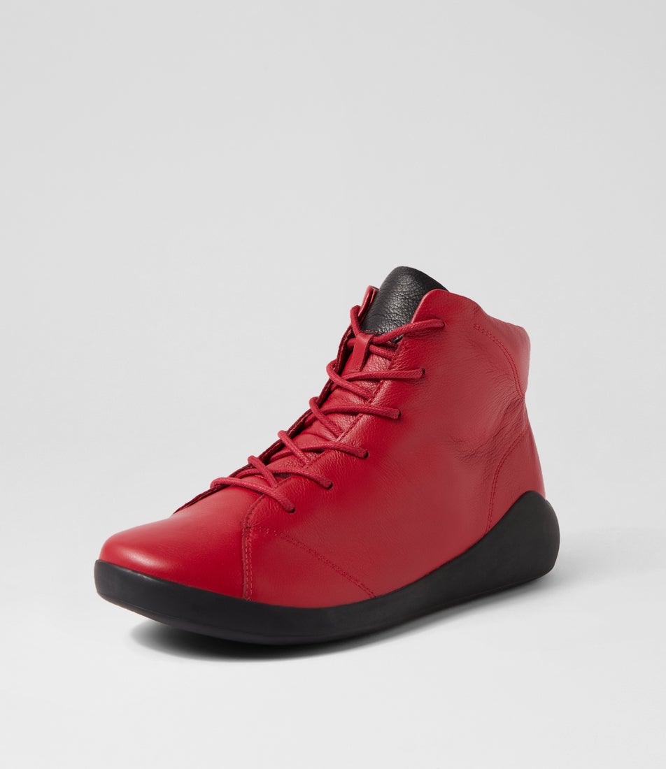 Yorkers Xw Dark Red Black Leather Lace Up Boots