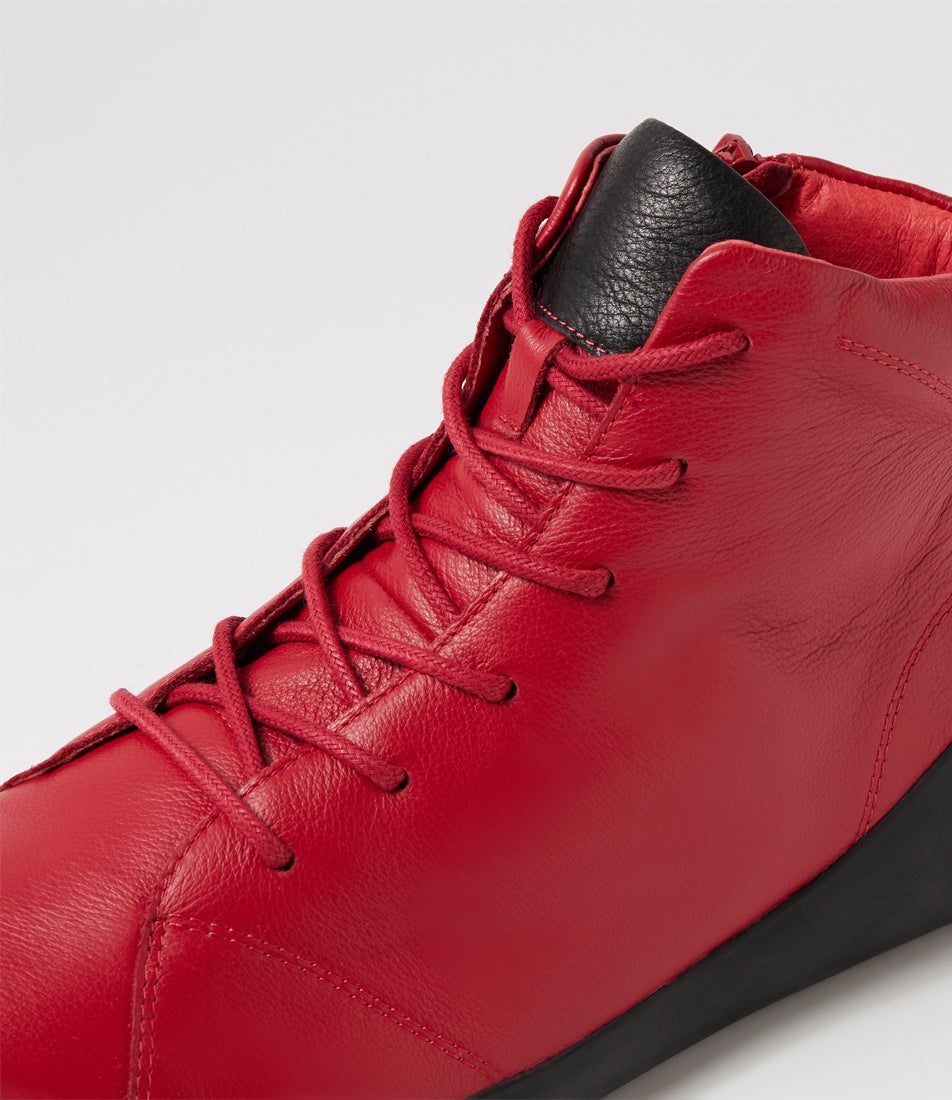 Yorkers Xw Dark Red Black Leather Lace Up Boots