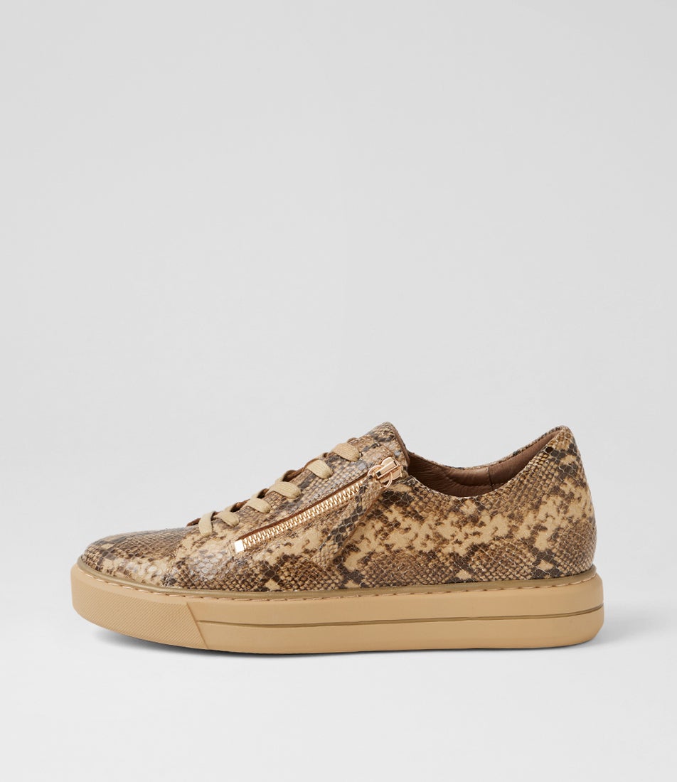 Kerk W Camel Choc Snake Leather Sneakers