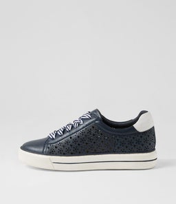 KEELIE W ZR NAVY WHITE TUMBLE LEATHER