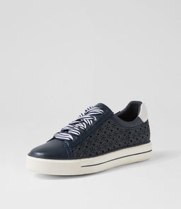KEELIE W ZR NAVY WHITE TUMBLE LEATHER