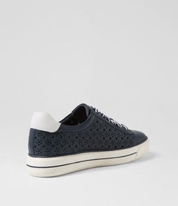 KEELIE W ZR NAVY WHITE TUMBLE LEATHER