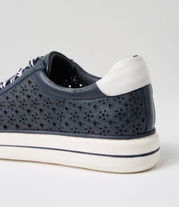 KEELIE W ZR NAVY WHITE TUMBLE LEATHER