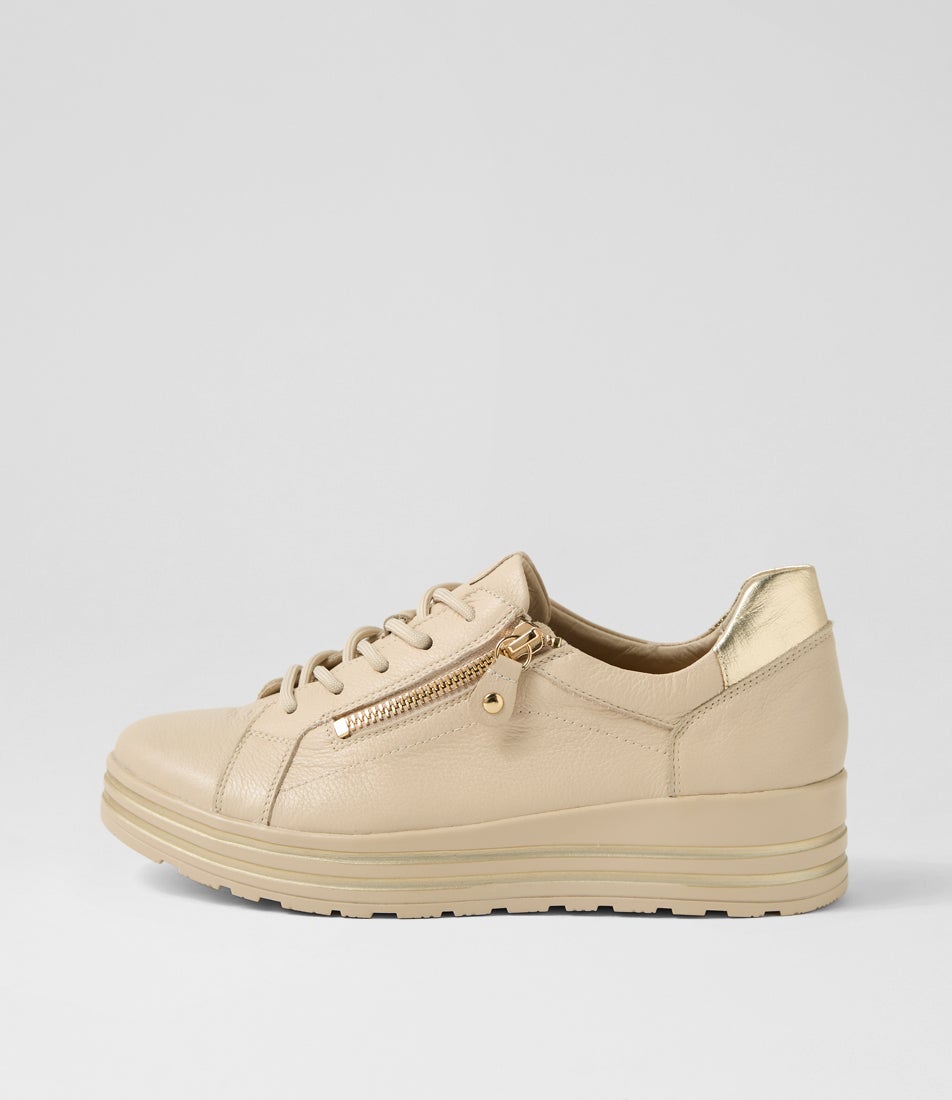 Vamra Xf Vanilla Gold Leather Sneakers