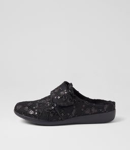 FOSCO XW ZR BLACK SEQUIN FLORAL FABRIC