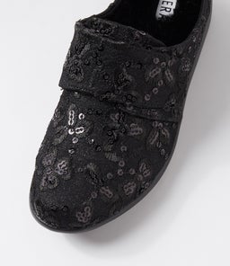FOSCO XW ZR BLACK SEQUIN FLORAL FABRIC