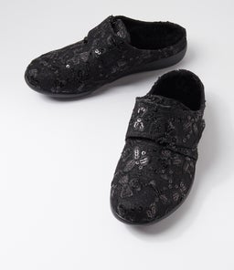 FOSCO XW ZR BLACK SEQUIN FLORAL FABRIC