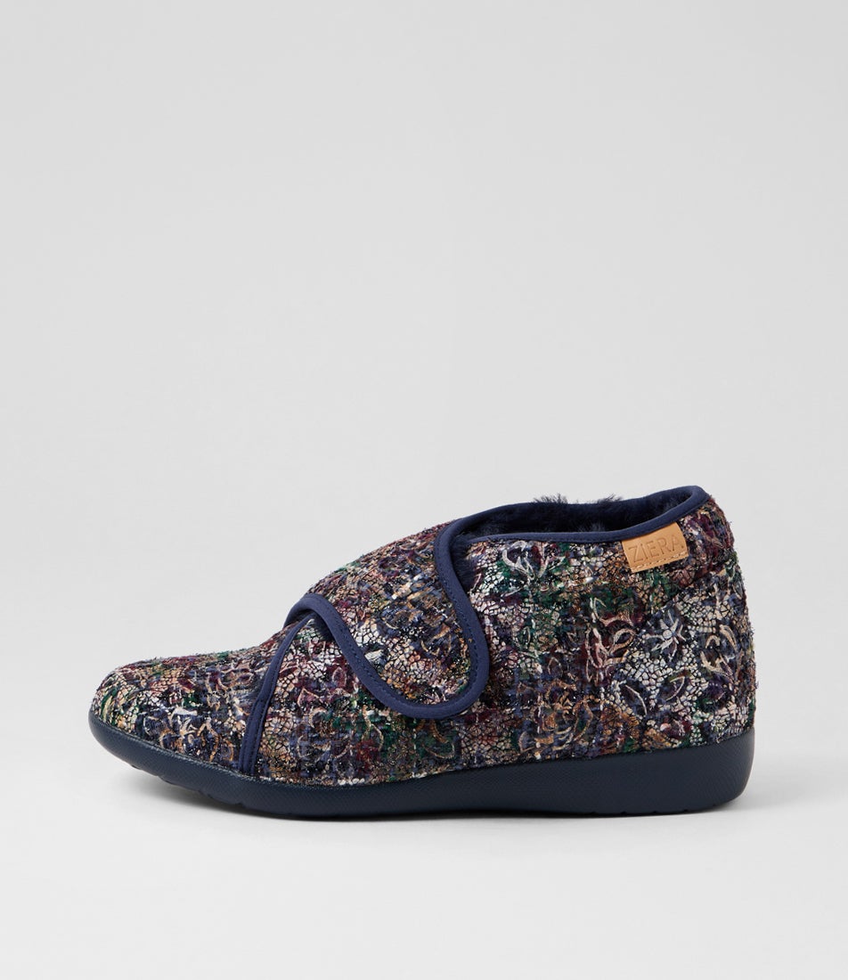 Foffie Xw Navy Multi Fabric Slippers