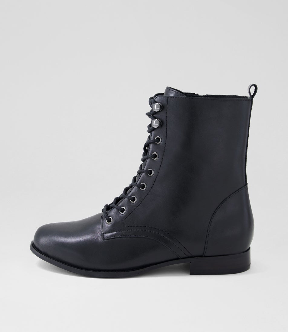 Tanes Xf Black Leather Lace Up Boots