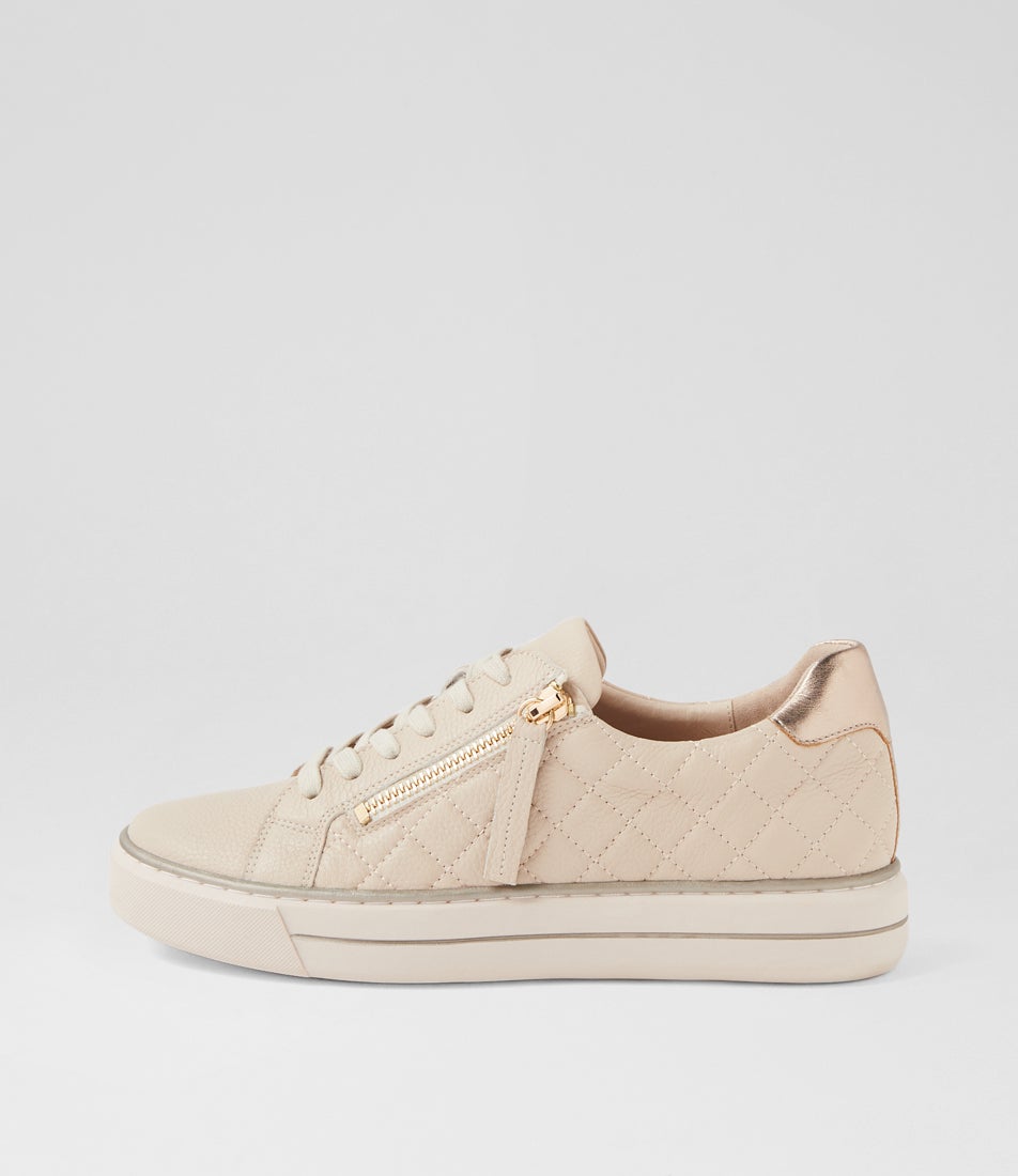 Kozie W Nougat Champagne Tumble Leather Sneakers