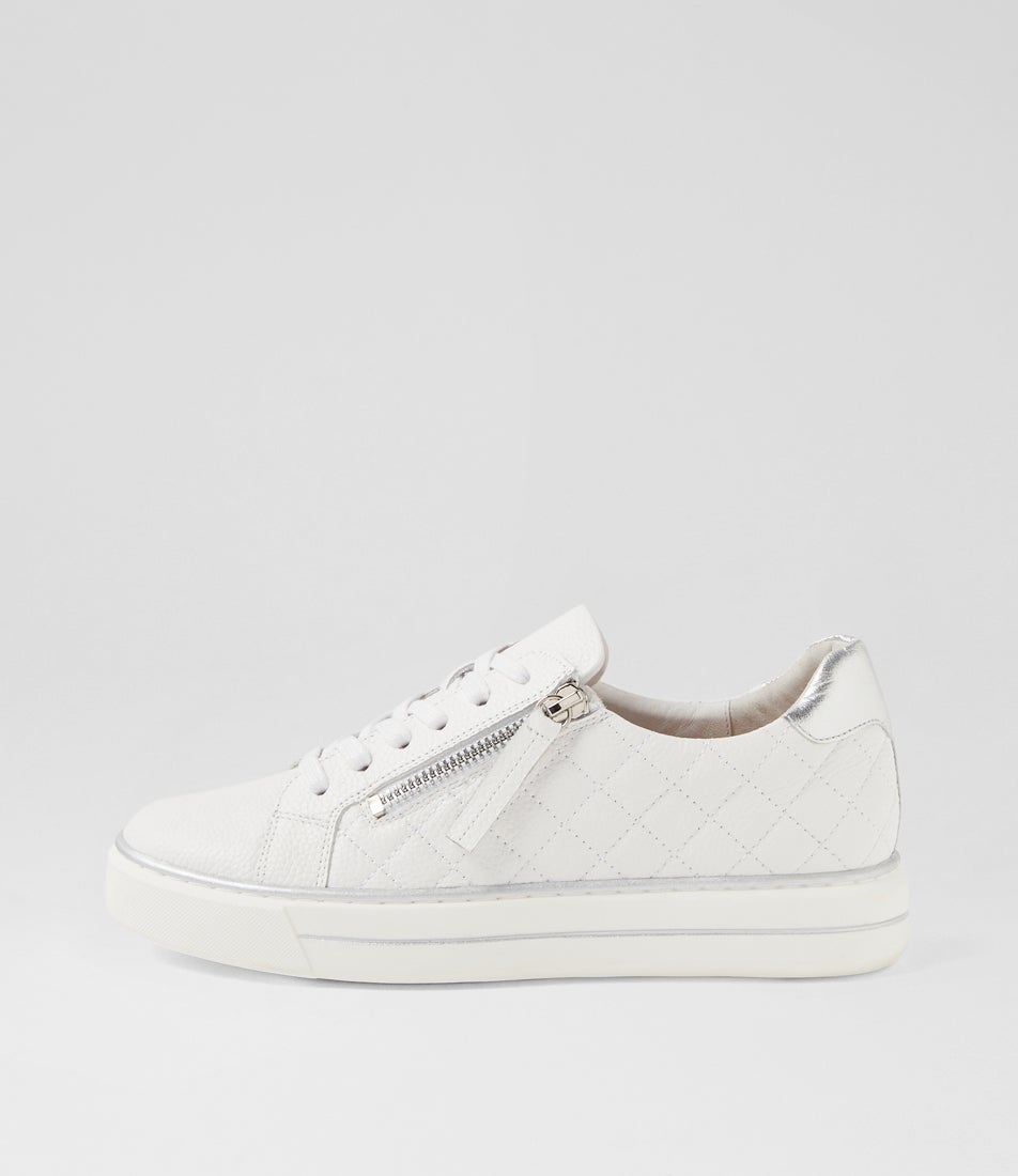 Kozie W White Silver Tumble Leather Sneakers Kozie W White Silver Tumble Leather Sneakers
