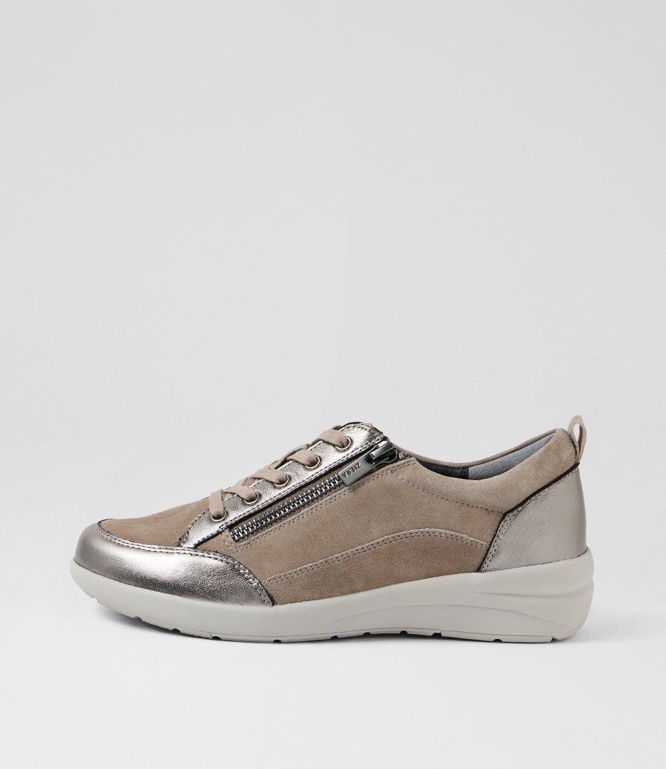 Nealley W Pewter Metal Grey Leather Suede Sneakers Nealley W Pewter Metal Grey Leather Suede Sneakers