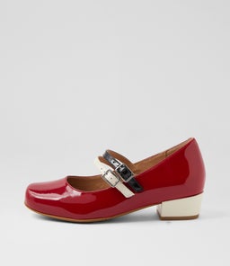 QEVRA XW ZR DK RED MULTI PATENT LEATHER