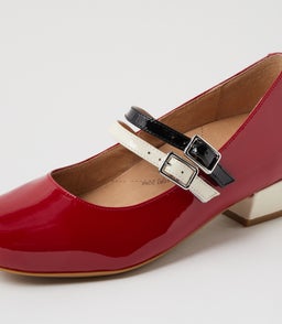 QEVRA XW ZR DK RED MULTI PATENT LEATHER