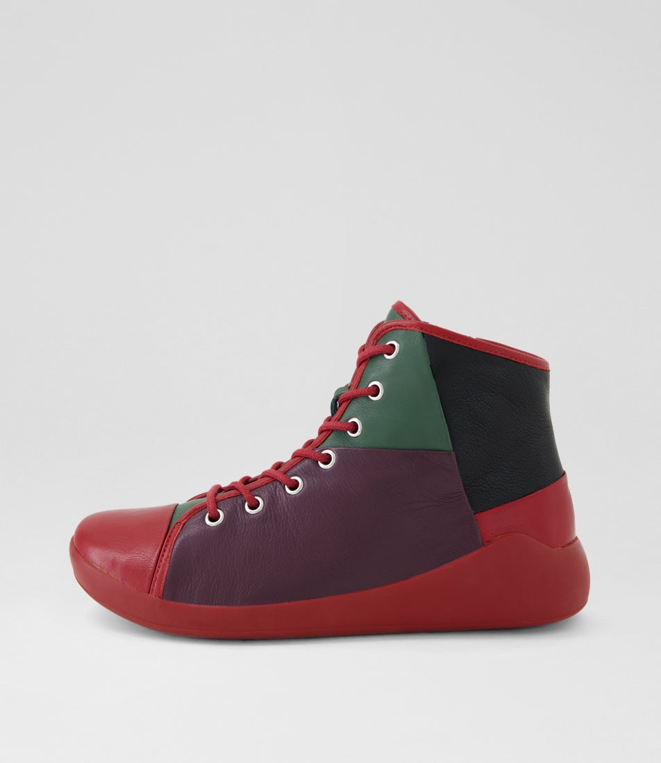 Yasu Xf Dark Red Multi Lace Up Boots Yasu Xf Dark Red Multi Lace Up Boots
