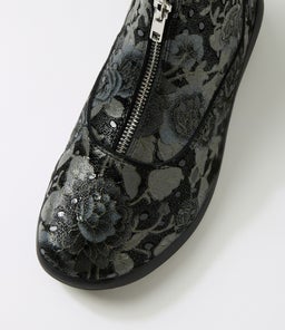 YANTAI XF ZR BLK&GREY PRINT BLACK LEATHER ELASTIC