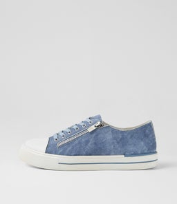 ARIES W ZR WHITE BLUE DISTRESS DENIM LEATHER