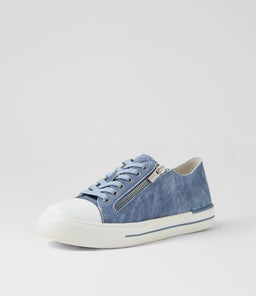 ARIES W ZR WHITE BLUE DISTRESS DENIM LEATHER