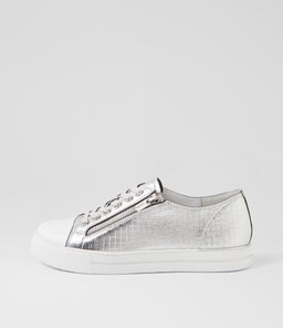 ARIES W ZR WHITE SILVER SQUARES LEATHER