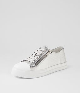 ARIES W ZR WHITE SILVER SQUARES LEATHER