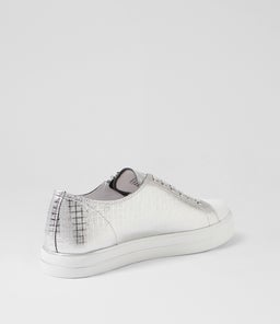 ARIES W ZR WHITE SILVER SQUARES LEATHER