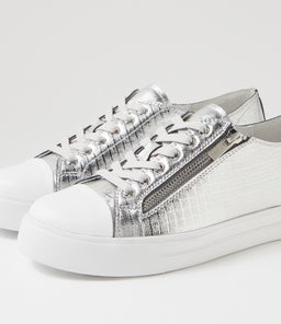 ARIES W ZR WHITE SILVER SQUARES LEATHER