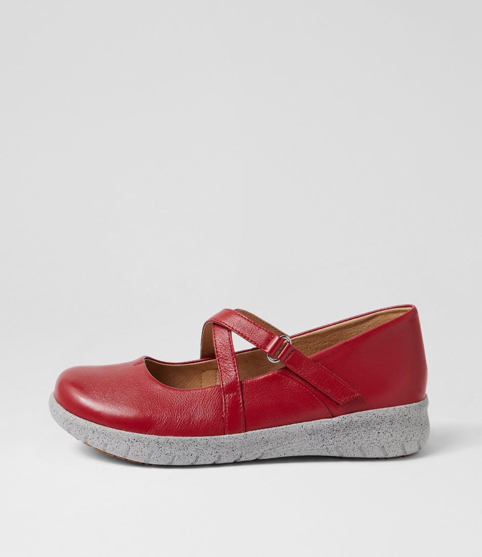 Soffees Xf Dark Red Leather Flat Shoes
