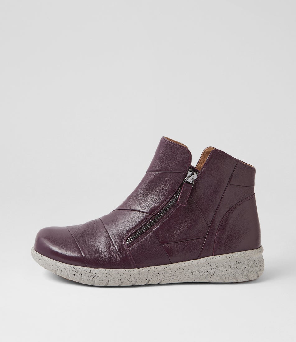 Sisley Xf Purple Leather Ankle Boots Sisley Xf Purple Leather Ankle Boots