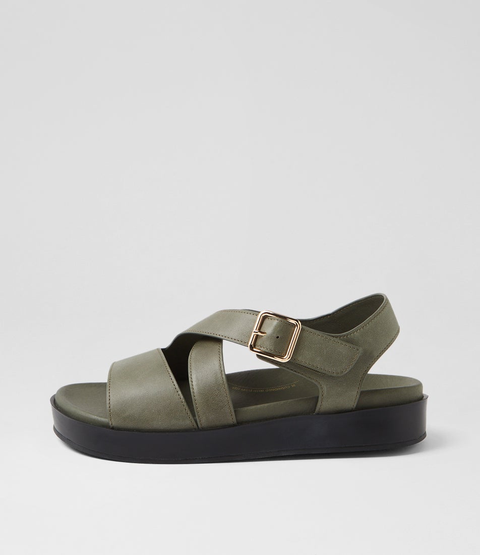 Glynice W Olive Leather Sandals
