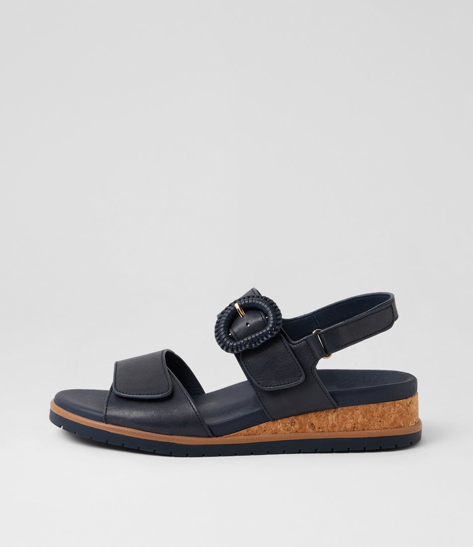 Vatch W Navy  Leather Sandals
