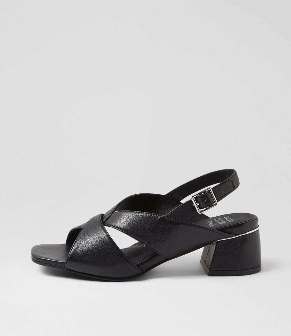 Carlen W Black Leather Sandals
