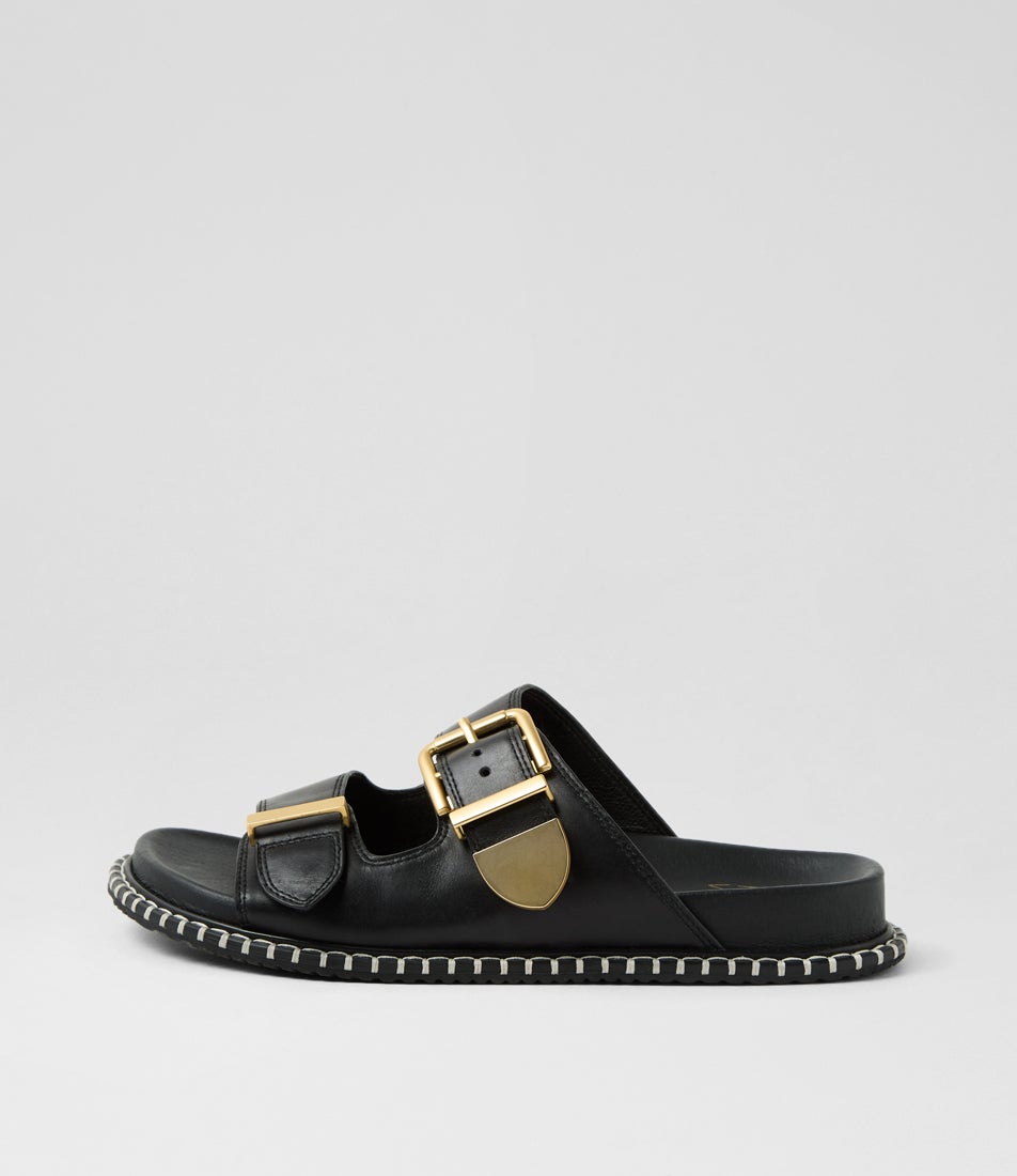 Iyami W Black Leather Sandals