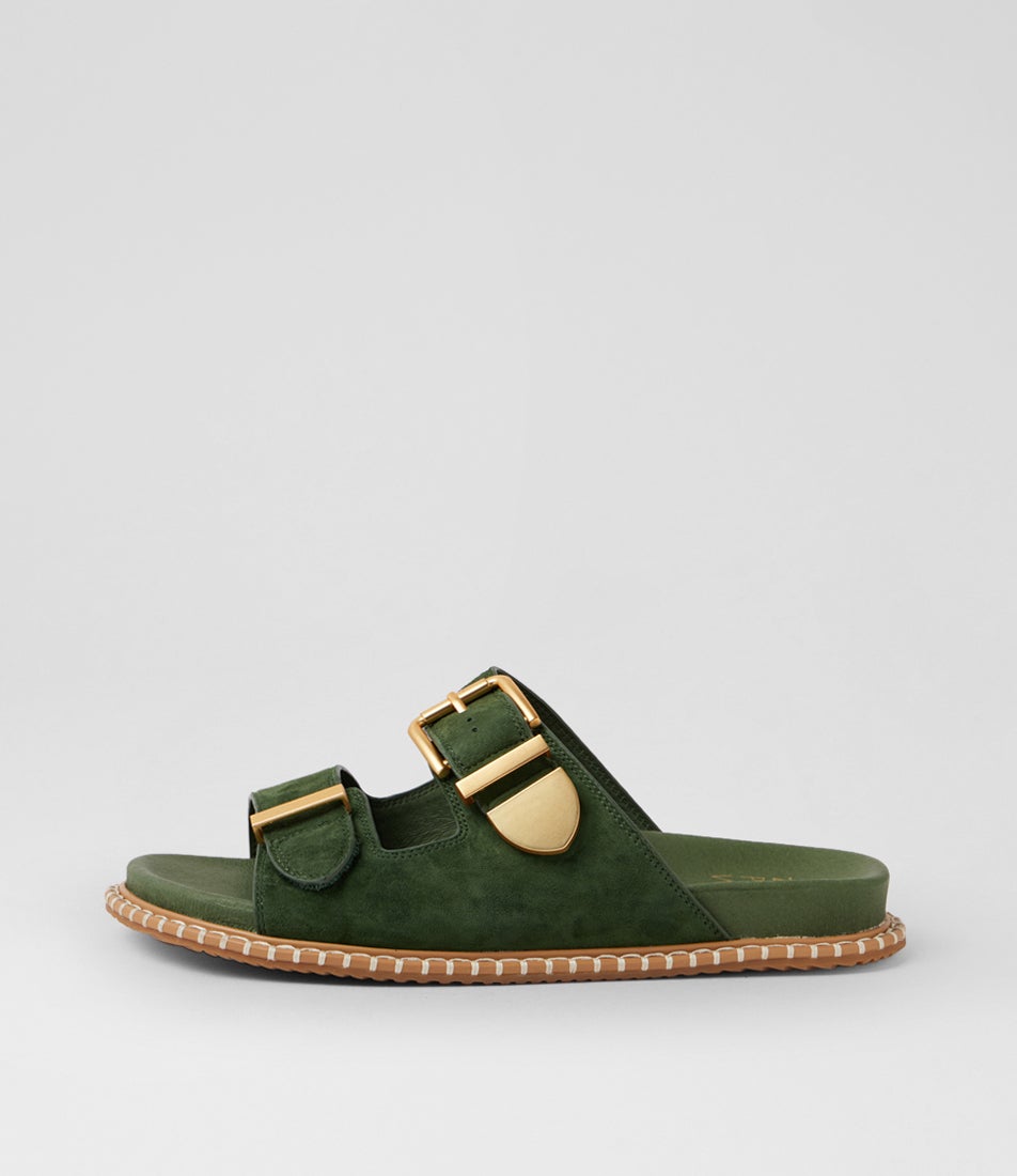 Iyami W Olive Suede Sandals Iyami W Olive Suede Sandals