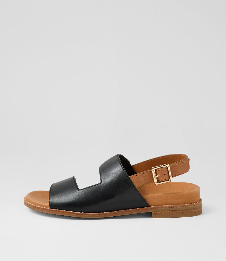 Junro W Black Tan Leather Sandals Junro W Black Tan Leather Sandals