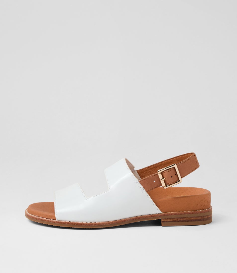 Junro W White Tan Leather Sandals