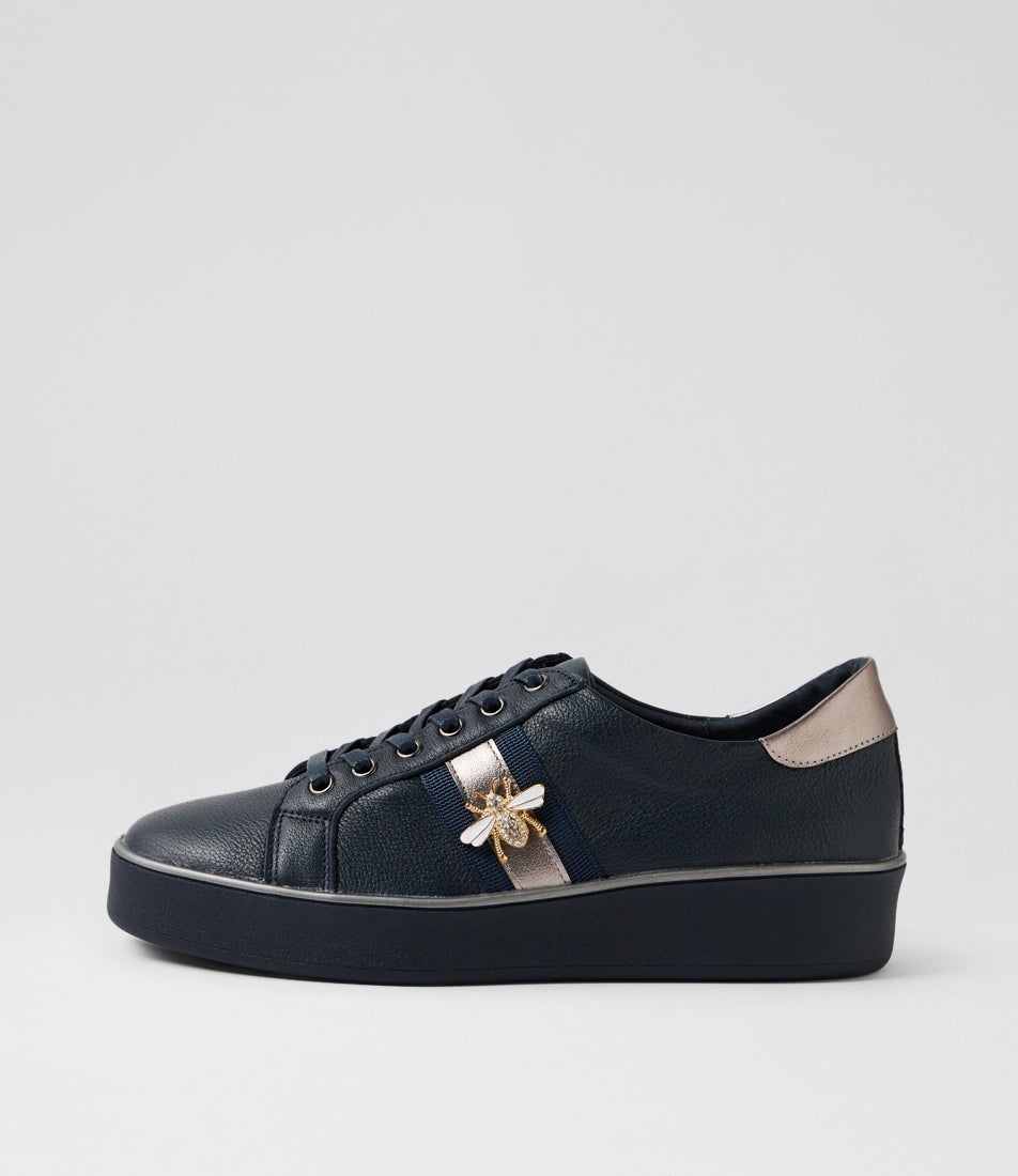Zobuck W Navy Pewter Leather Sneakers Zobuck W Navy Pewter Leather Sneakers