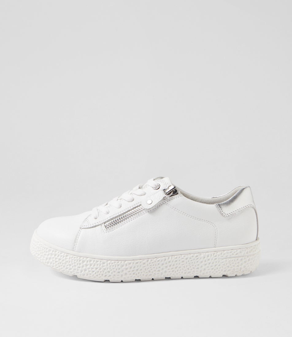 Oceanne Xw White Silver Leather Sneakers