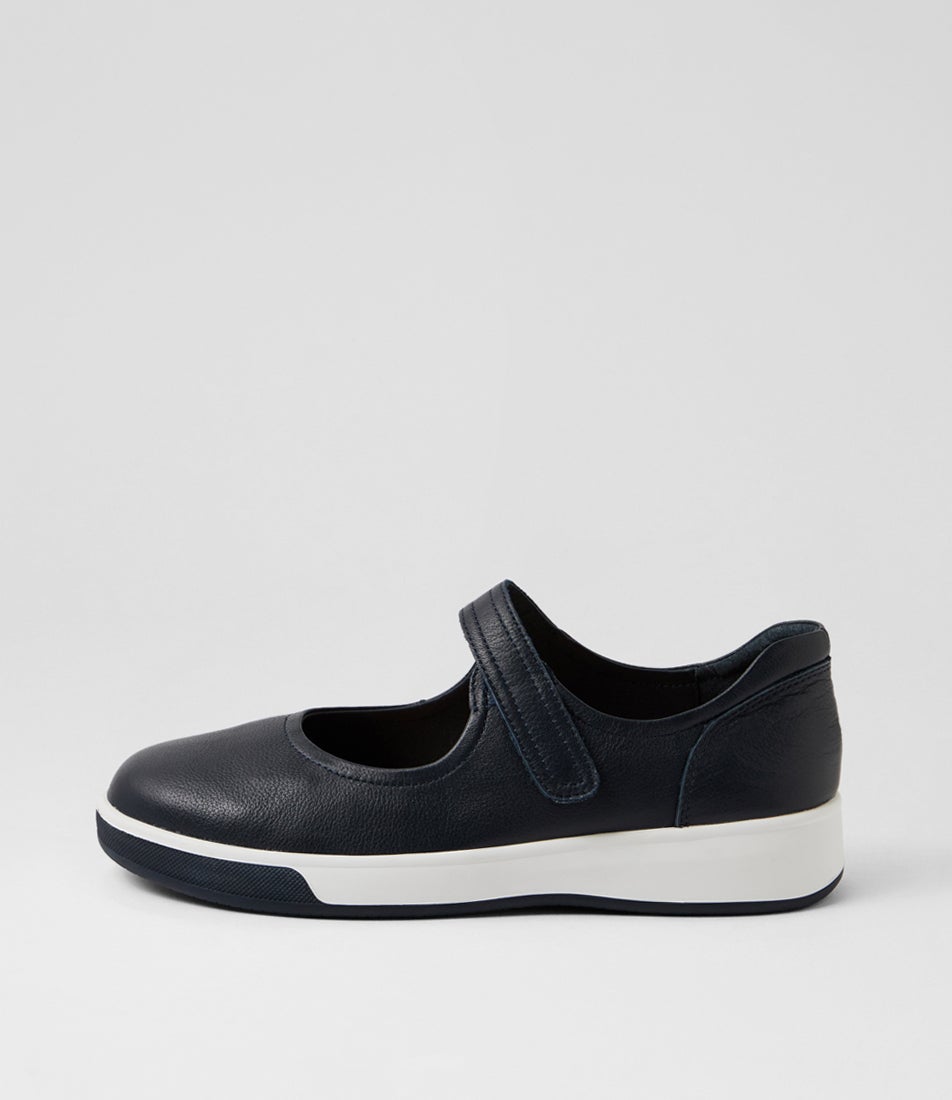 Aitch Xf Navy Leather Flat Shoes Aitch Xf Navy Leather Flat Shoes