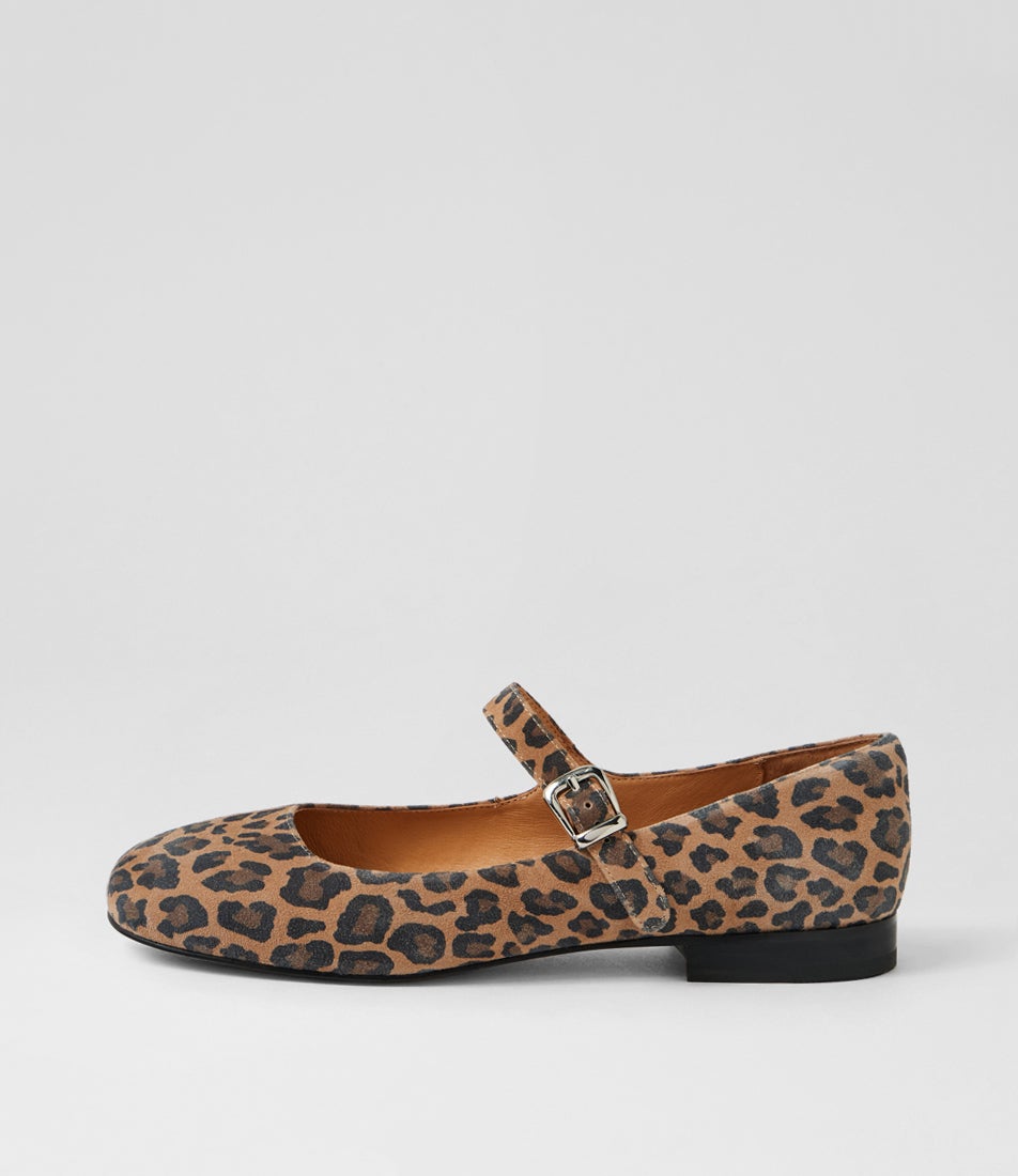 Devodie Xw Camel Leopard Suede Flat Shoes