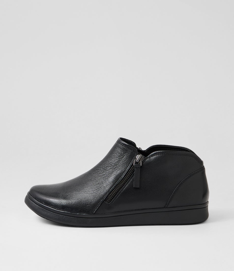 Donnies Xf Black Leather Ankle Boots