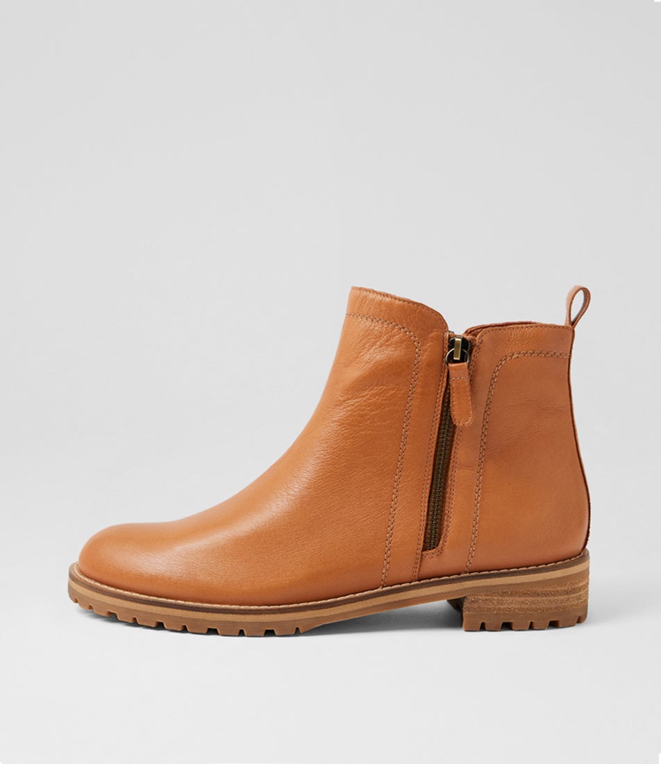 Mabrele W Tan Leather Ankle Boots Mabrele W Tan Leather Ankle Boots