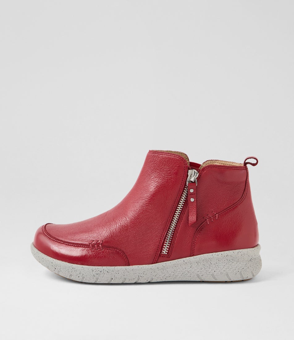 Sesta Xf Dark Red Leather Ankle Boots