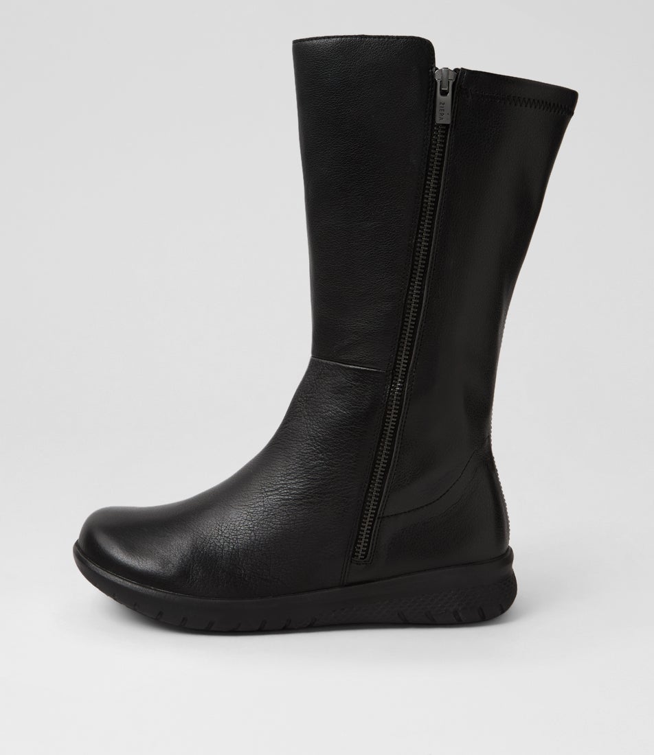 Shindigity Xf Black Leather Stretch Calf Boots Shindigity Xf Black Leather Stretch Calf Boots