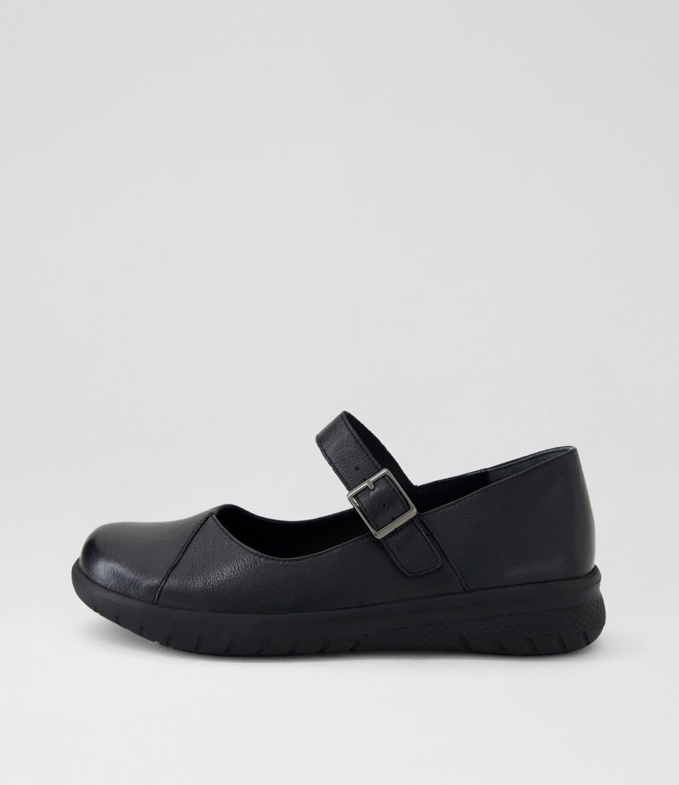 Saja W Black Leather Flat Shoes Saja W Black Leather Flat Shoes