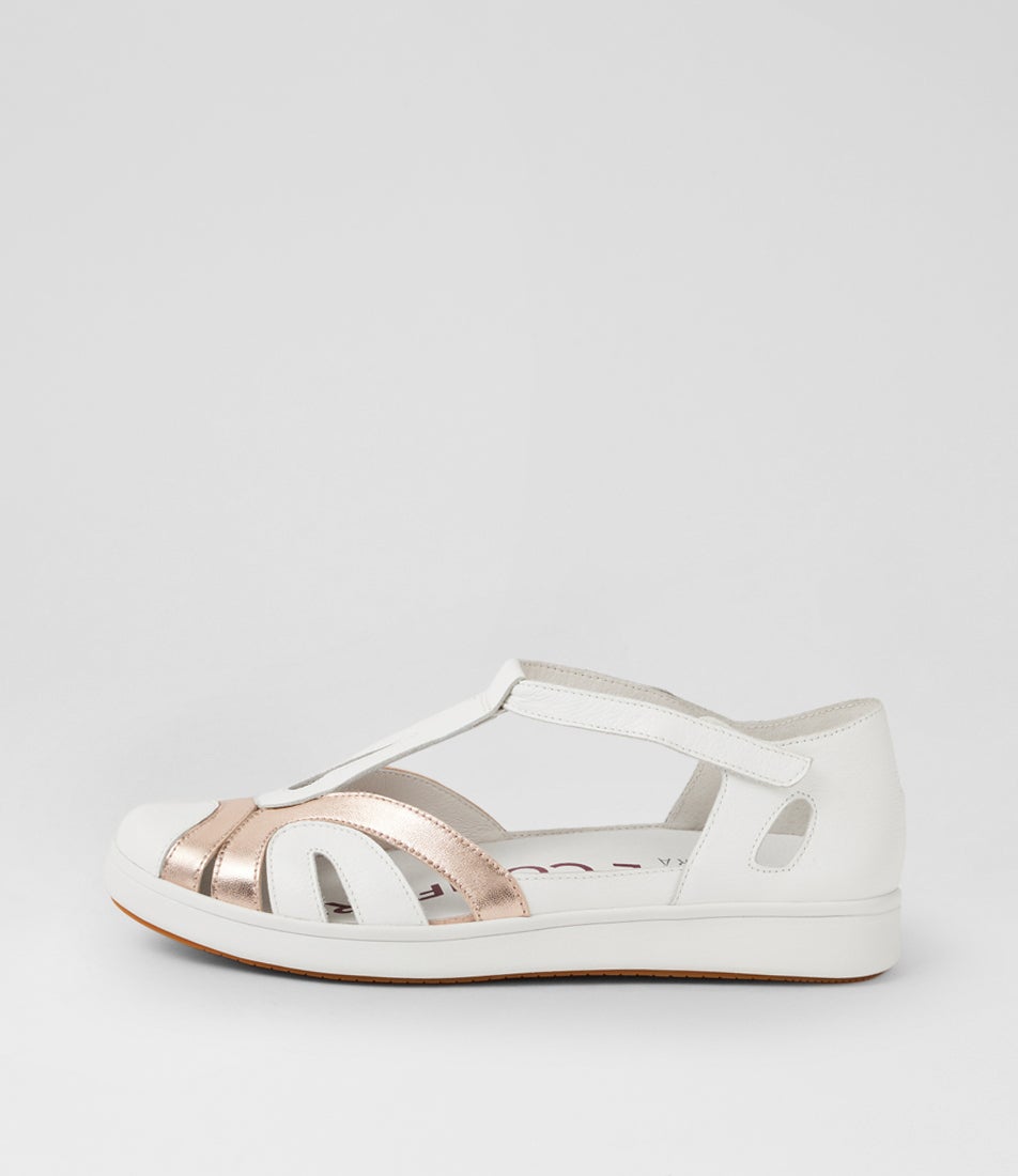 Demna Xf White Pale Rose Gold Leather Flat Shoes
