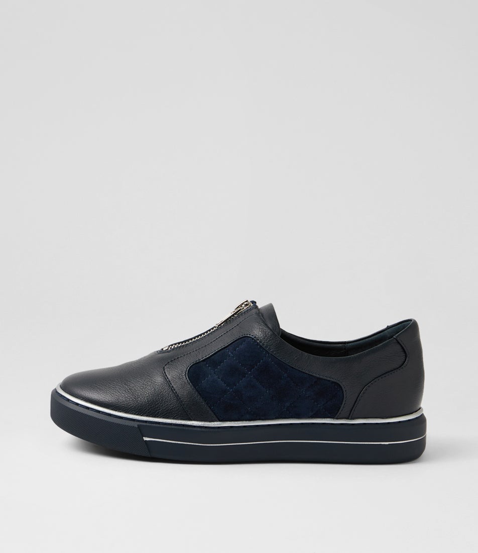 Kimon W Navy Leather Suede Flat Shoes Kimon W Navy Leather Suede Flat Shoes