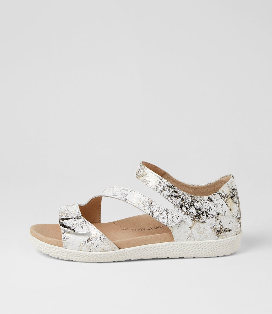 Rolle Xw White Black Croc Leather Sandals Rolle Xw White Black Croc Leather Sandals