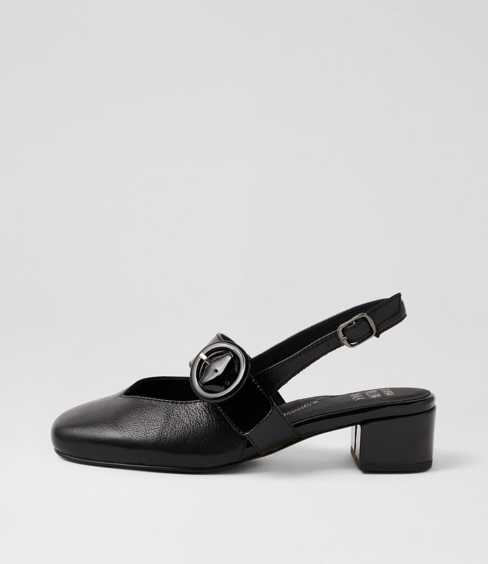 Timona W Black Leather Slingbacks Timona W Black Leather Slingbacks