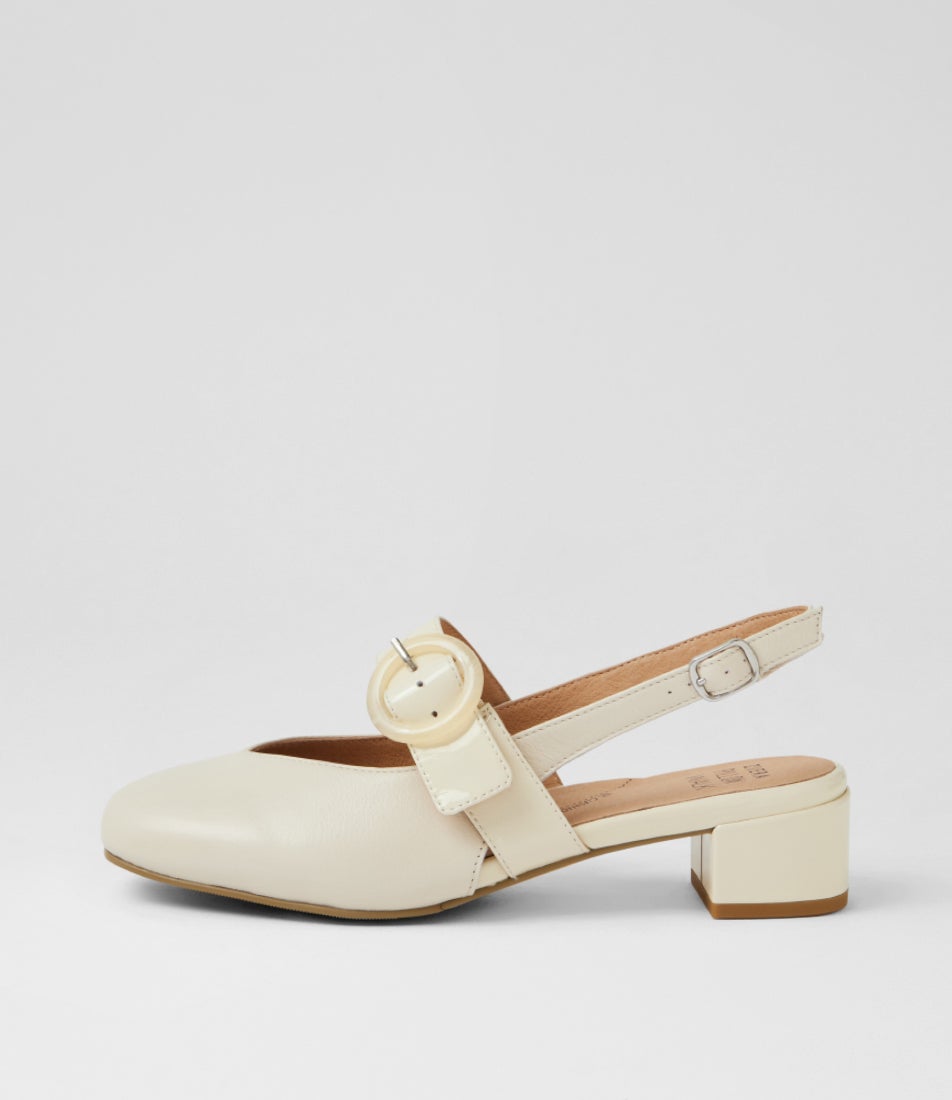 Timona W Ivory Leather Patent Mary Jane Heels